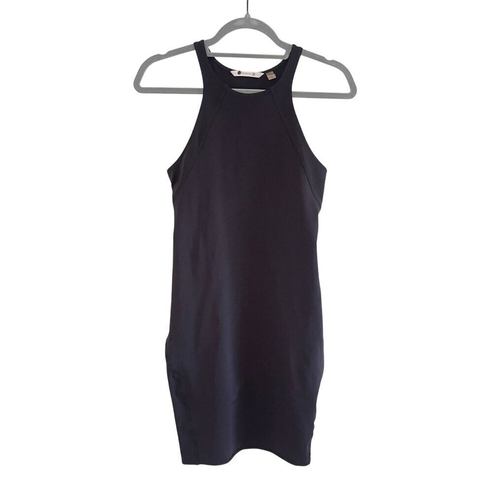 Theory 38 Black Sleeveless Racerback Bodycon Dress Size S Made In USA